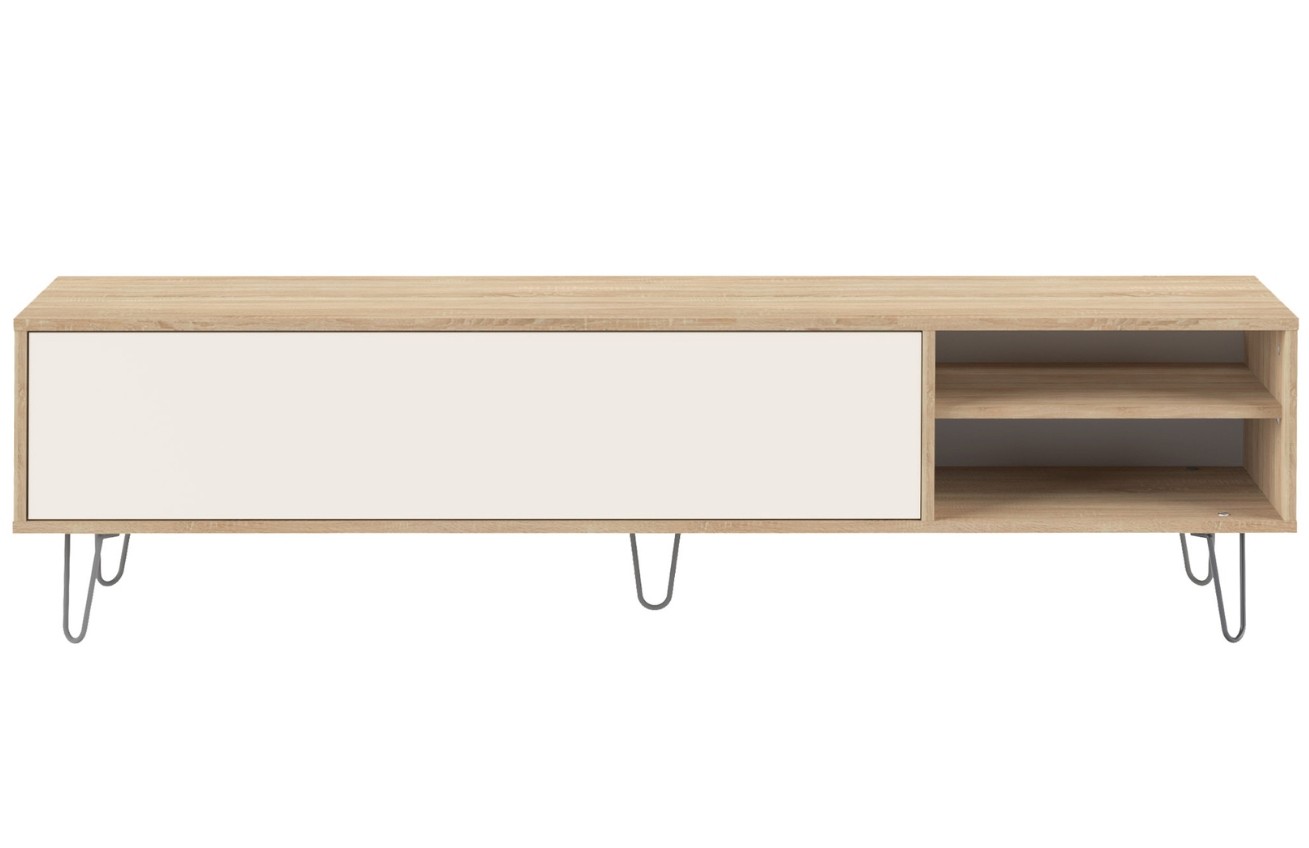 Béžový TV stolek TEMAHOME Aero 165 x 40 cm s dubovým dekorem
