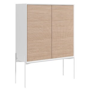 Bílá jasanová komoda Kave Home Marielle 107 x 40 cm s kovovou podnoží