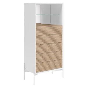 Bílá jasanová komoda Kave Home Marielle 64 x 40 cm s kovovou podnoží