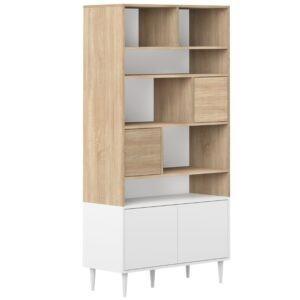 Bílá knihovna TEMAHOME Horizon 180 x 89 cm s dubovým dekorem