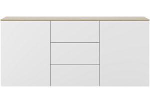 Bílá komoda TEMAHOME Join 180 x 50 cm s dubovou deskou