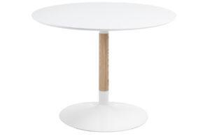 Bílý lakovaný jídelní stůl Kave Home Trick 110 cm s jasanovou podnoží