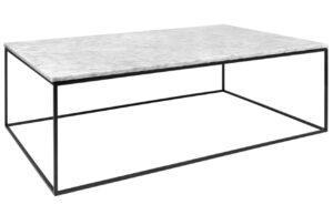 Bílý mramorový konferenční stolek TEMAHOME Gleam 120 x 75 cm s černou podnoží