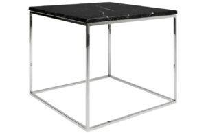 Černý mramorový odkládací stolek TEMAHOME Gleam 50 x 50 cm s chromovanou podnoží