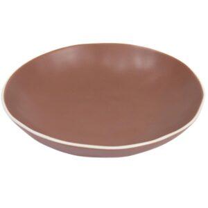 Hnědý porcelánový hluboký talíř Kave Home Rin 21 cm