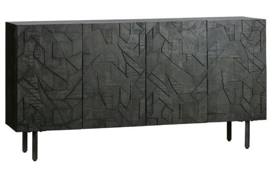 Hoorns Černá dřevěná komoda Country 160 x 40 cm