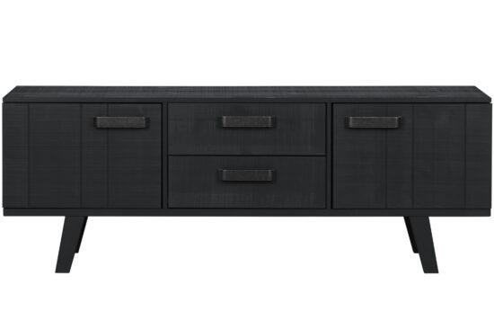 Hoorns Černý borovicový TV stolek Bullet 150x44 cm