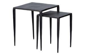 Hoorns Set dvou černých kovových odkládacích stolků Marty 39 x 39 / 29 x 29 cm