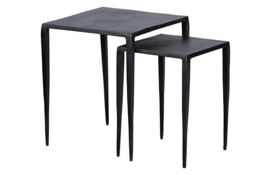 Hoorns Set dvou černých kovových odkládacích stolků Marty 39 x 39 / 29 x 29 cm