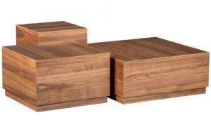 Hoorns Set tří ořechových konferenčních stolků Pommo 70/55/40 cm