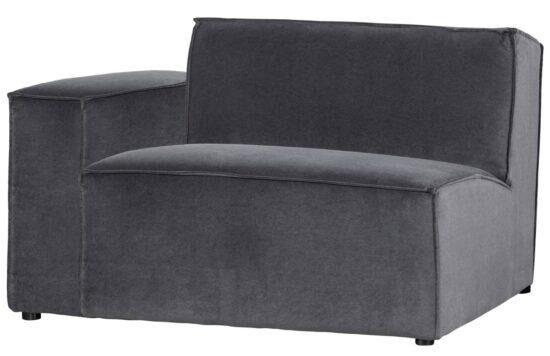 Hoorns Tmavě šedý sametový rohový modul Siena 99 cm