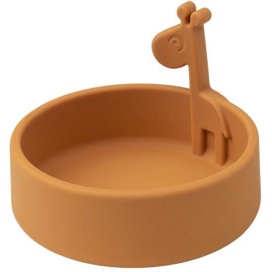 Hořčicově žlutá silikonová dětská miska Done by Deer Peekaboo Raffi