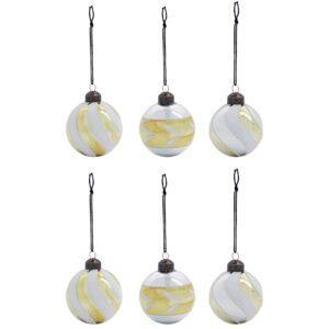 House Doctor Set šesti zlato-stříbrných skleněných vánočních ozdob Glowi 6 cm