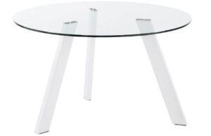 Kulatý skleněný jídelní stůl Kave Home Carib 130 cm s bílou podnoží