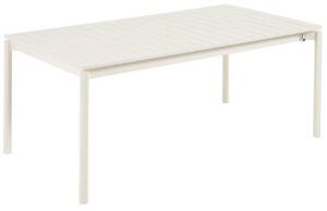 Matně bílý kovový zahradní rozkládací stůl Kave Home Zaltana 180/240 x 100 cm