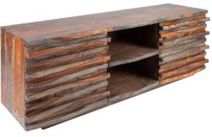 Moebel Living Šedý masivní sheeshamový TV stolek Samon 150x40 cm