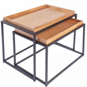 Moebel Living Set dvou dubových konferenčních stolků Estico 60/55 cm