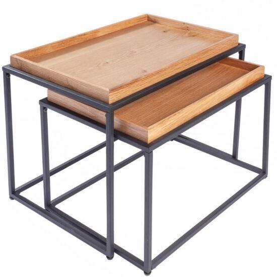 Moebel Living Set dvou dubových konferenčních stolků Estico 60/55 cm