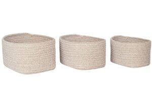 Nordic Living Set tří béžových bavlněných košů Candimala