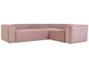 Růžová manšestrová rohová pohovka Kave Home Blok 290 cm