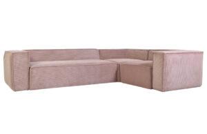 Růžová manšestrová rohová pohovka Kave Home Blok 320 x 230 cm