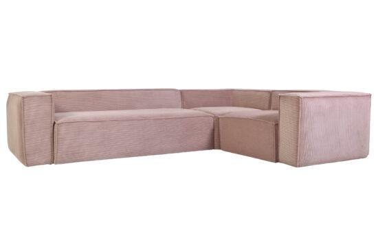 Růžová manšestrová rohová pohovka Kave Home Blok 320 x 230 cm