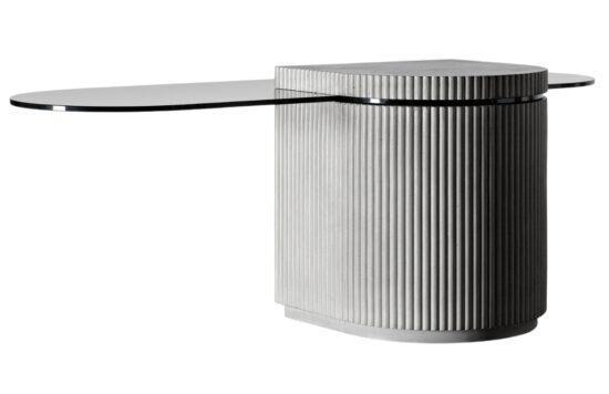 Šedý betonový konferenční stolek Lyon Béton Strut 120 x 60 cm se skleněnou deskou