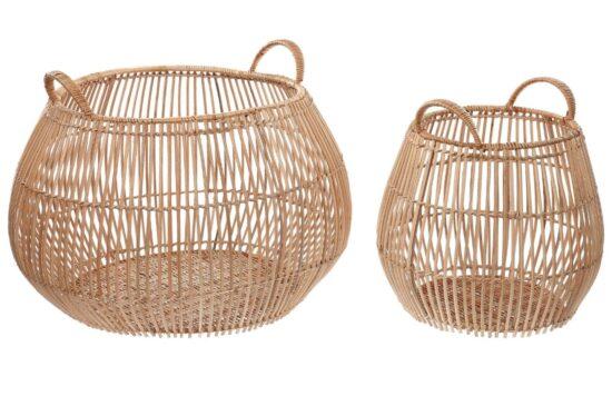 Set dvou ratanových košů Kave Home Daya 31/47 cm