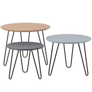 Set tří barevných konferenčních stolků Somcasa Nero 60/50/40 cm