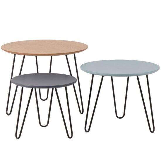 Set tří barevných konferenčních stolků Somcasa Nero 60/50/40 cm