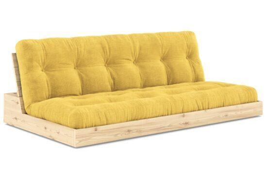 Žlutá manšestrová dvoumístná rozkládací pohovka Karup Design Base 196 cm